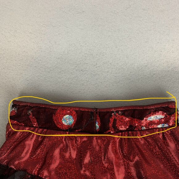 Mara Dancewear Child Large Red Sequin 3pc Dance Costume Set Skirt Bra Gloves - Picture 5 of 7